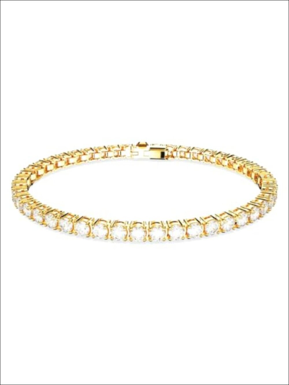 18K Gold Plated Tennis Bracelet Round Cubic Zirconia Stretch Chain